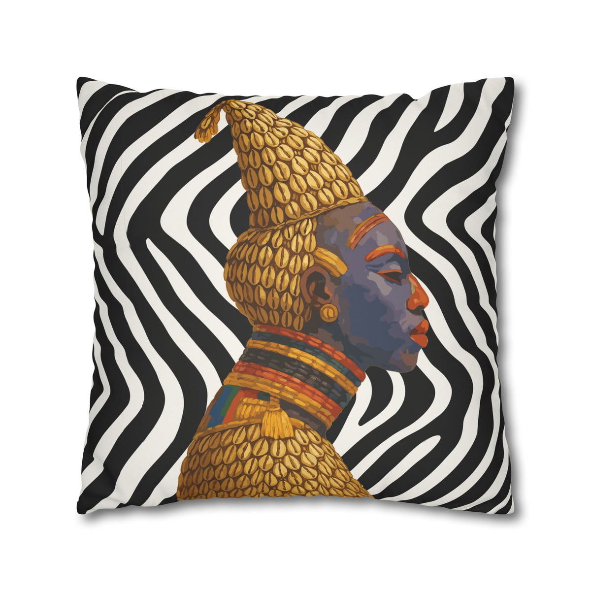 Bangwa Mask Faux Suede Pillow Case, Square Throw Cushion, Boho Home Decor, Living Room Accent, Bedroom or Living room Accessory