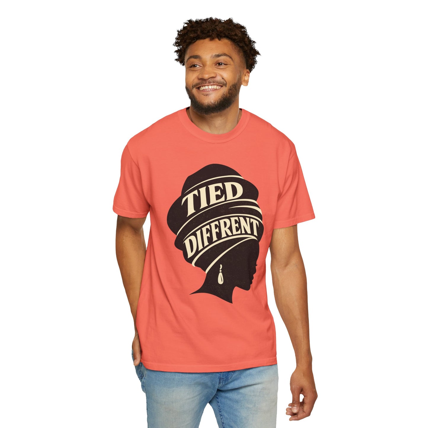 Tied Different headwrap silhouette Unisex Garment-Dyed T-shirt
