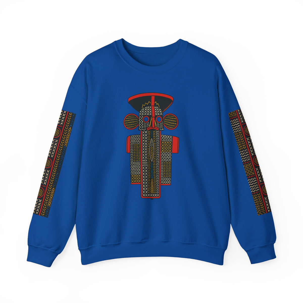 Unisex Elephant Mask Cotton Blend Sweatshirt, Colorful African-Inspired Crewneck