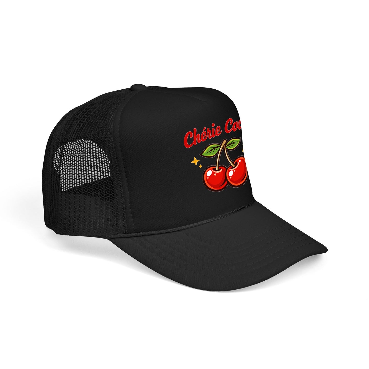 Chérie Coco Trucker hat , Cherry retro script design, Mother's Day Gift
