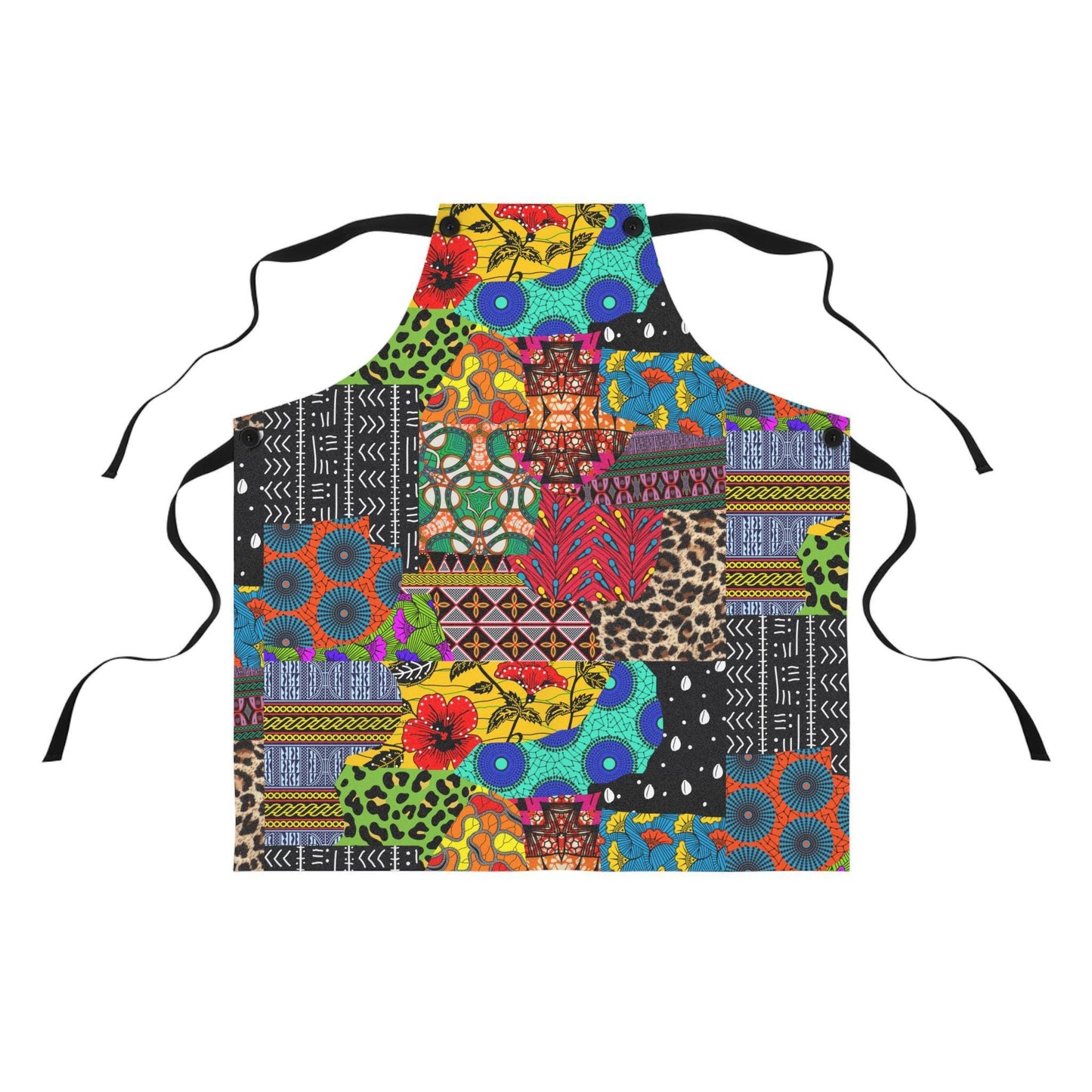 Ankara Quilt Print Apron – Colorful Retro Kitchen Apron