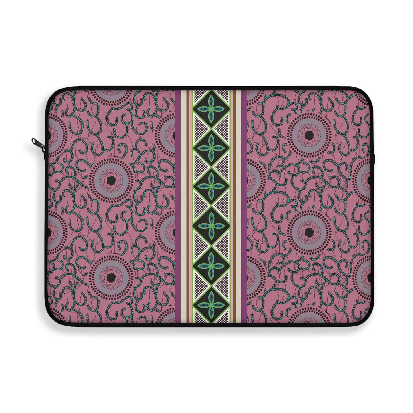 Ankara Pink Swirls with Strip Laptop Sleeve - Front Print, Pro Macbook Air Sleeve