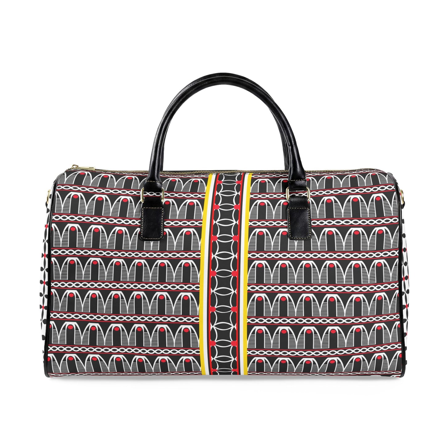 NEW Vegan Leather Travel Bag, Geometric Bell Toghu and Floral Toghu Sides