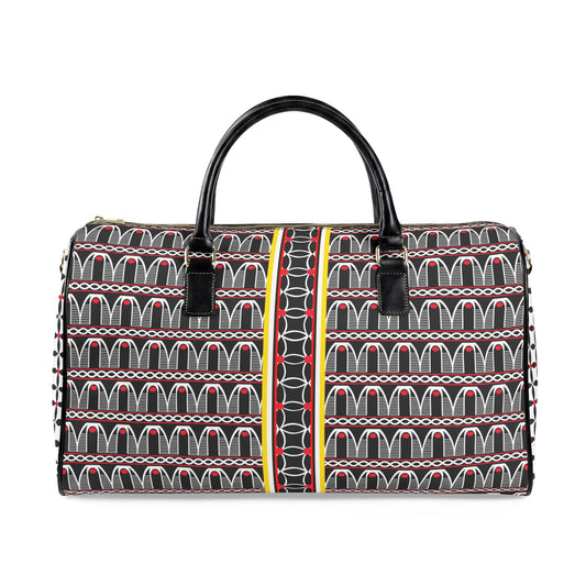 NEW Vegan Leather Travel Bag, Geometric Bell Toghu and Floral Toghu Sides
