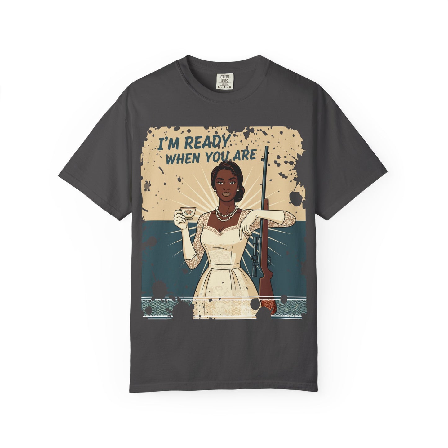 Retro Black Woman Unisex Graphic Tee, Soft Garment-Dyed T-Shirt, Vintage Pin Up Statement Shirt perfect for Mother's Day