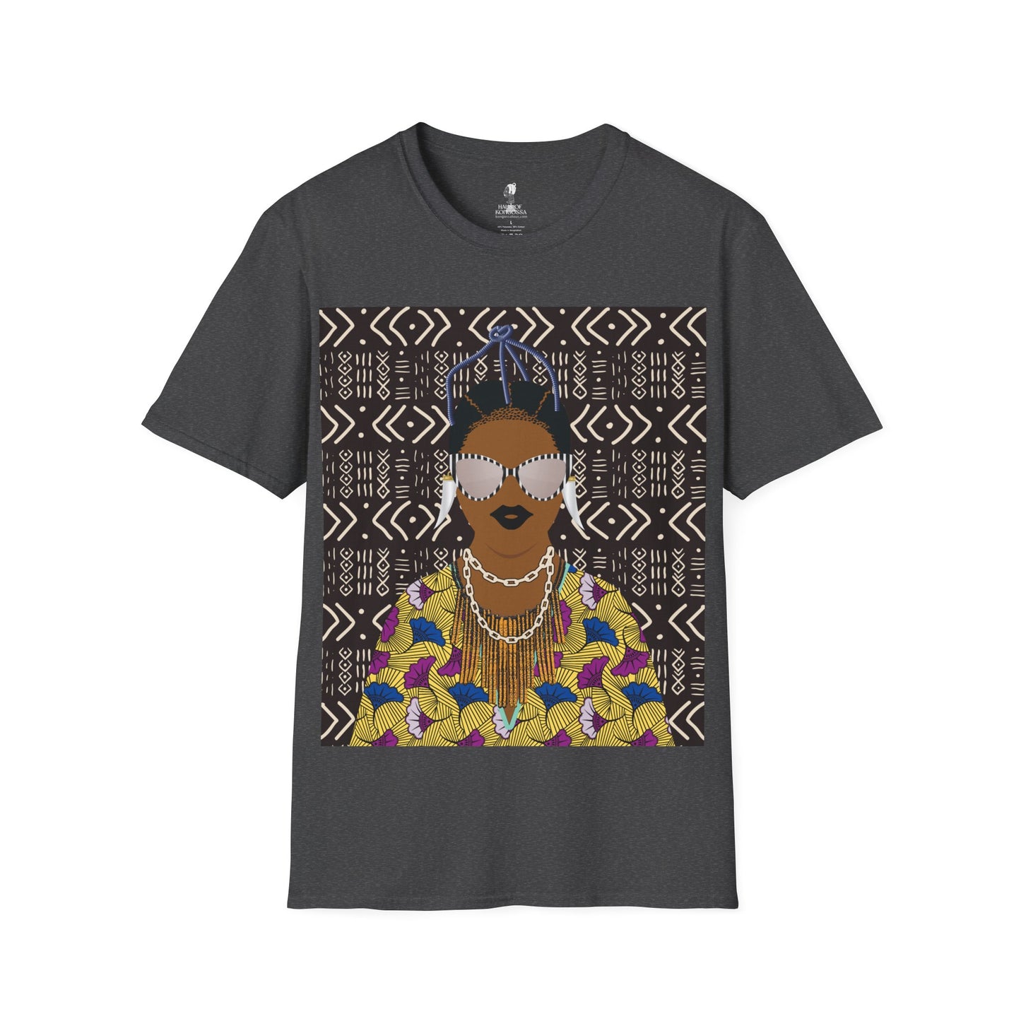 Manyi - Floral on Mudcloth Unisex Softstyle T-Shirt