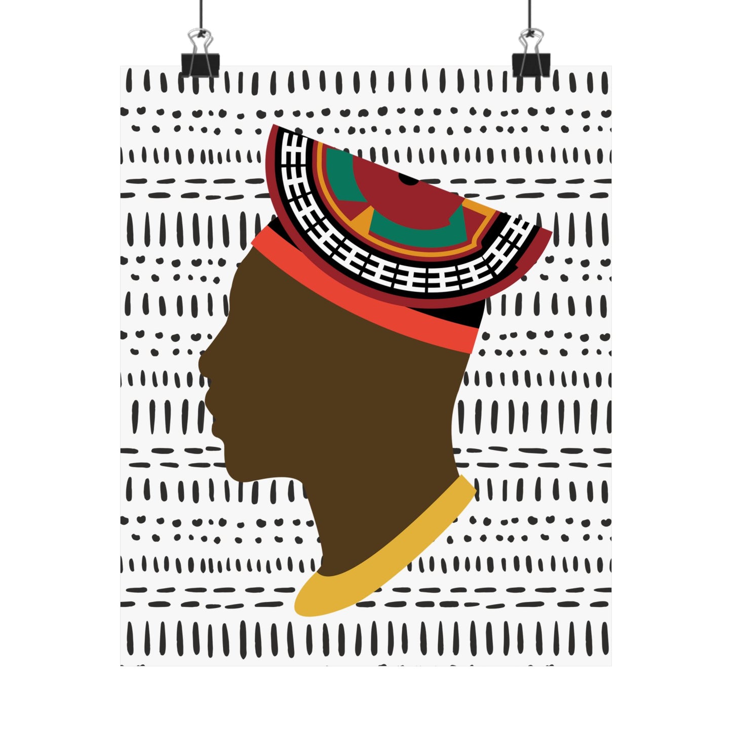 Man in Bamenda Hat White Mudcloth Premium Matte Vertical Posters
