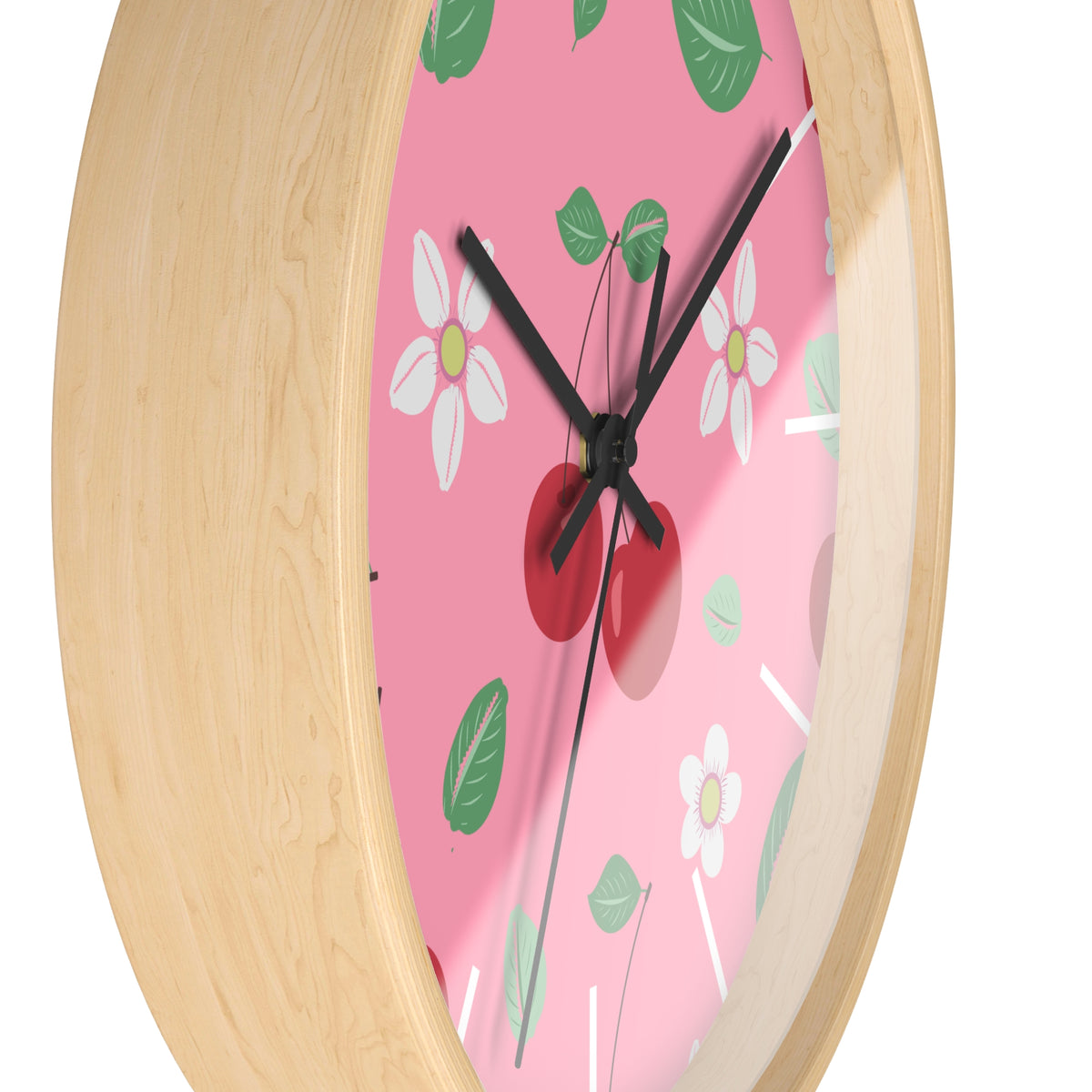 Decorative Wood Wall Clock, Cowries and Cherries 10" x 10"-Silent