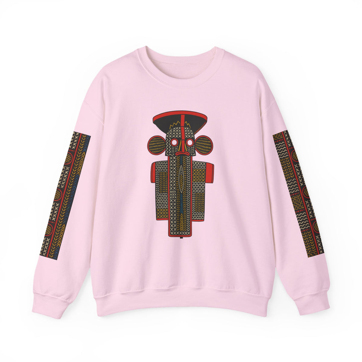 Unisex Elephant Mask Cotton Blend Sweatshirt, Colorful African-Inspired Crewneck