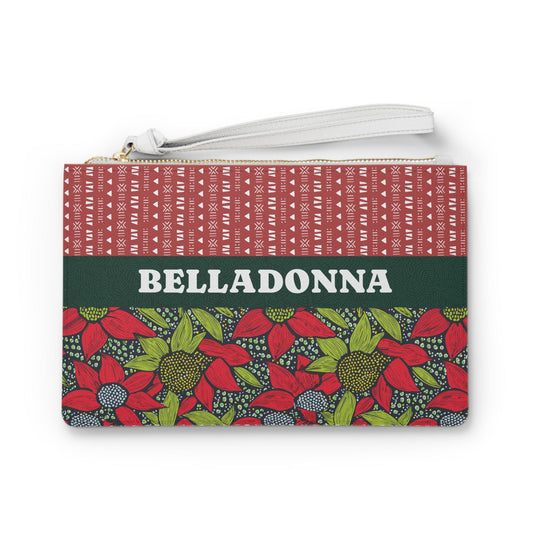 Personalized Mudcloth Ankara Print Wristlet: Vegan Leather Clutch
