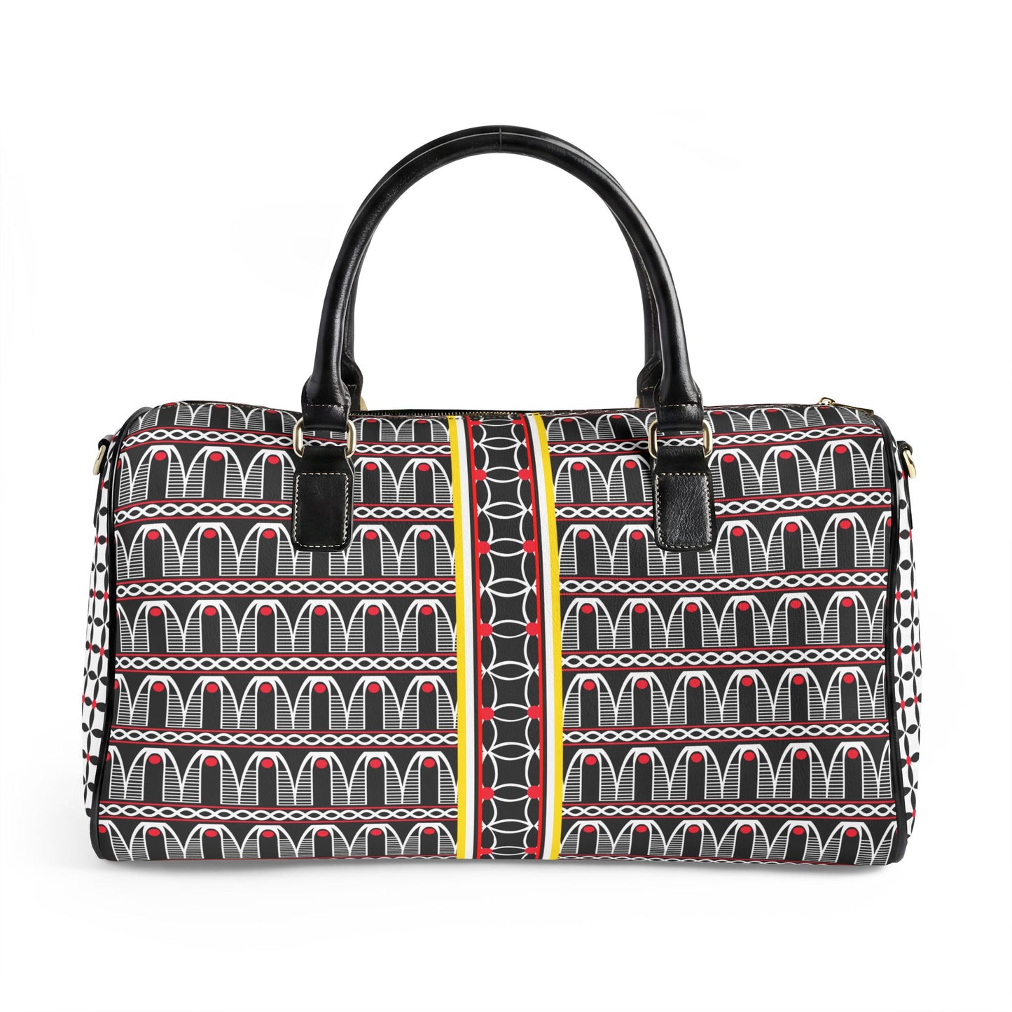 NEW Vegan Leather Travel Bag, Geometric Bell Toghu and Floral Toghu Sides