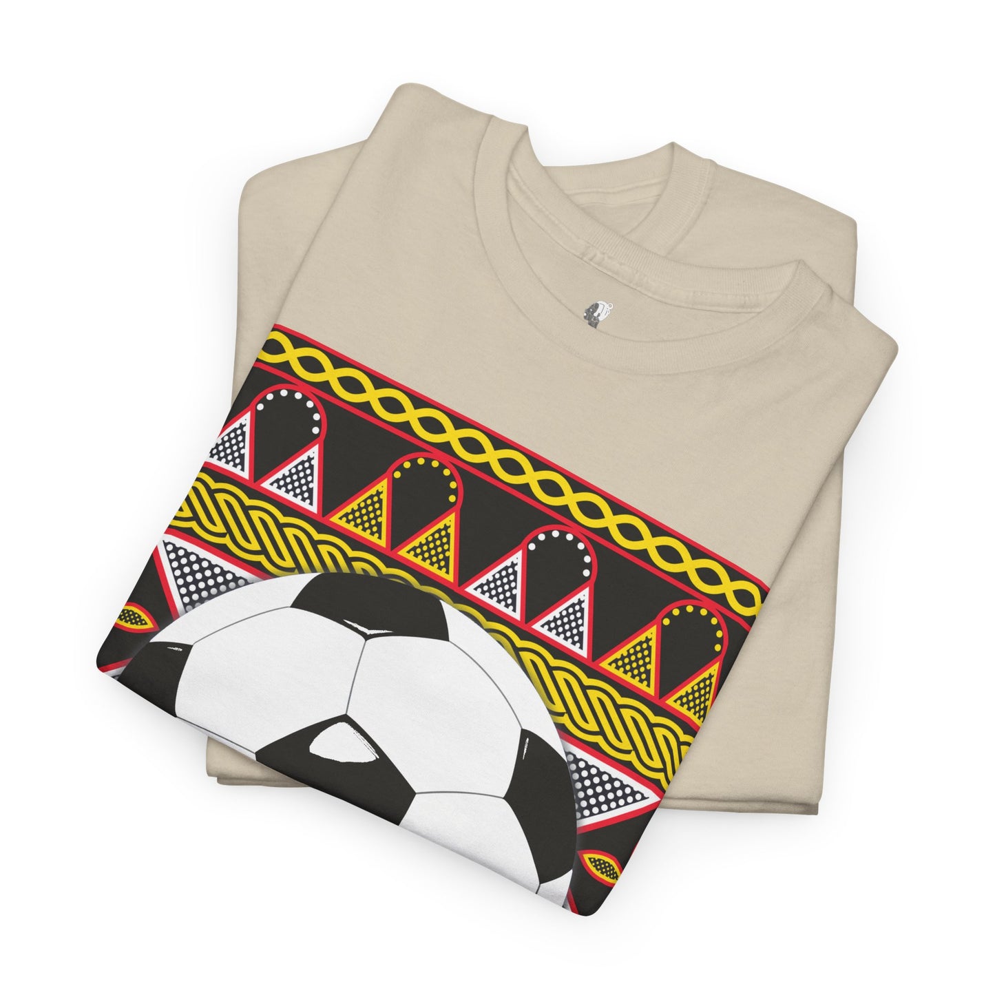GOAL!! - BW Football on Yellow Toghu with Back Design Unisex Heavy Cotton Tee