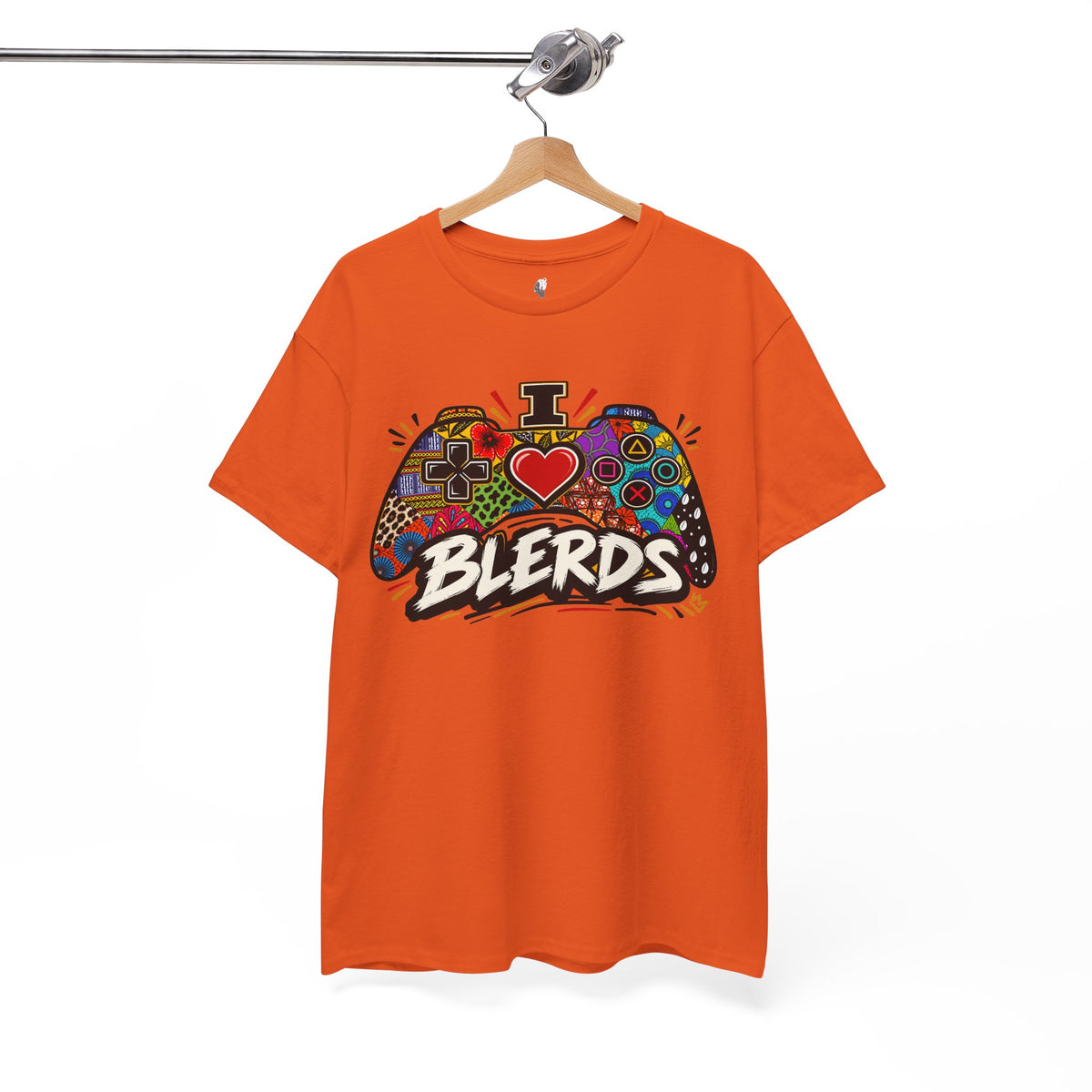 I Heart Blerds Tee Colorful Gamer Controller Graphic Unisex Heavy Cotton Tee