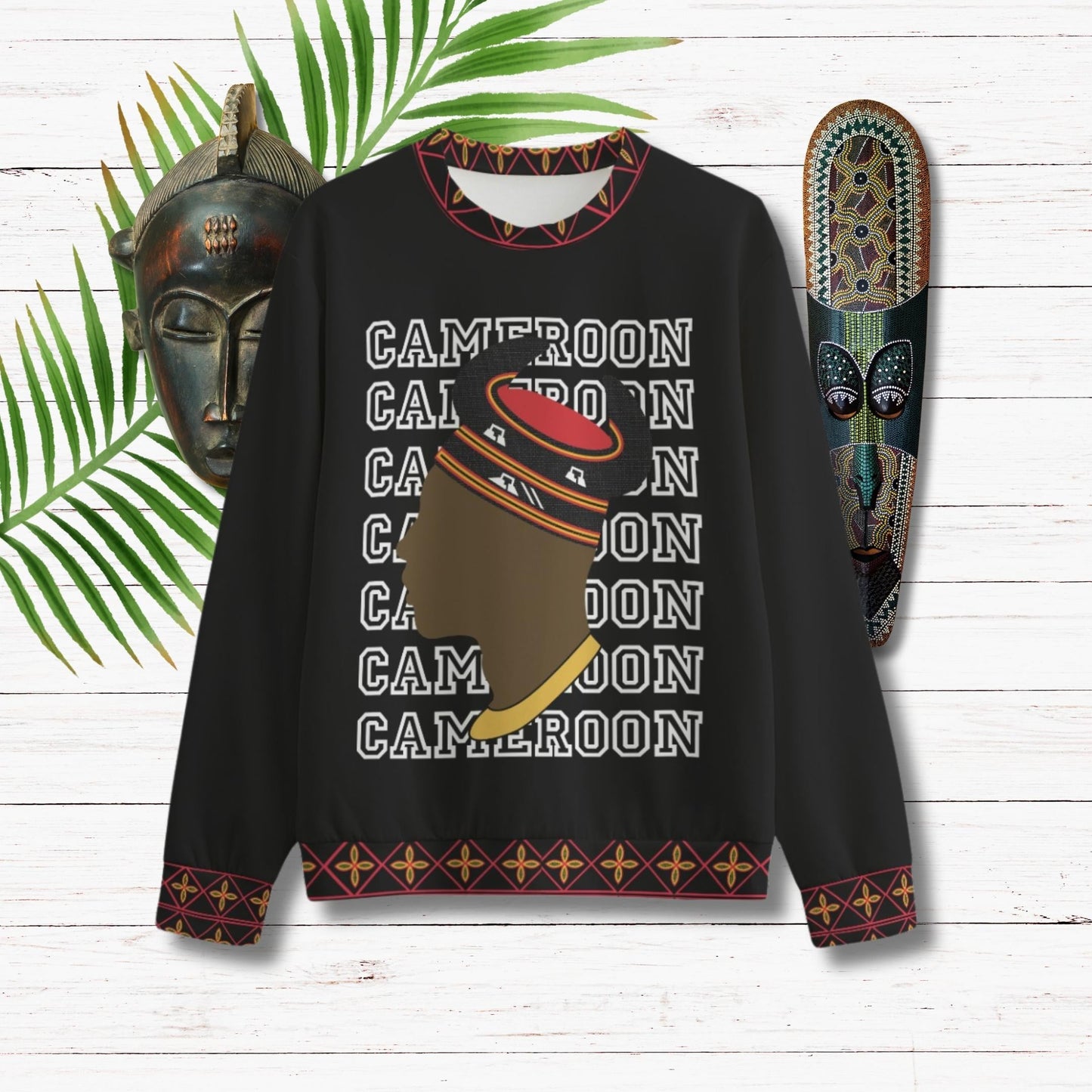 Bami Man Soft Cotton Blend Unisex Crewneck Sweatshirt, in Horn Hat with Toghu Accents