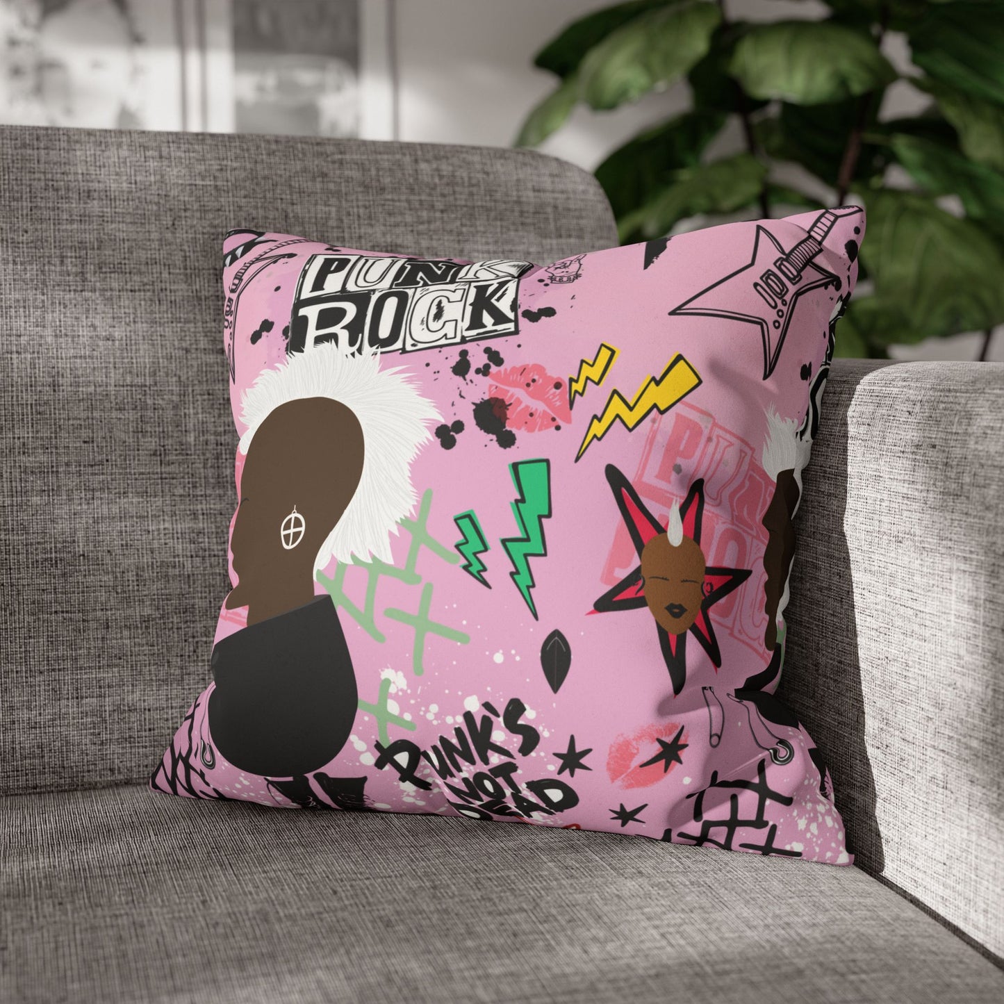 Punk Girl Pink Two-Sided Faux Suede Square Pillow Case