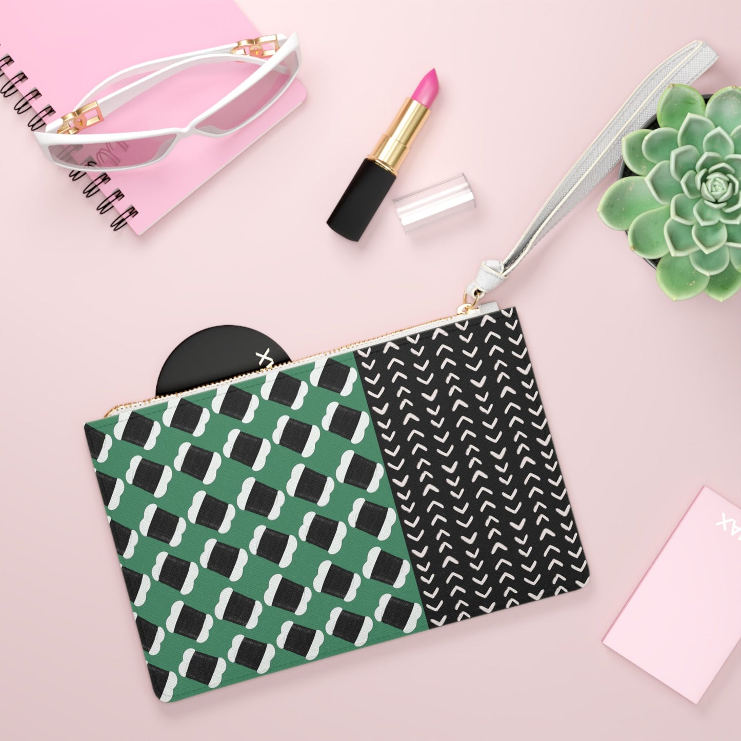Hair Thread - Green Wristlet Clutch Bag