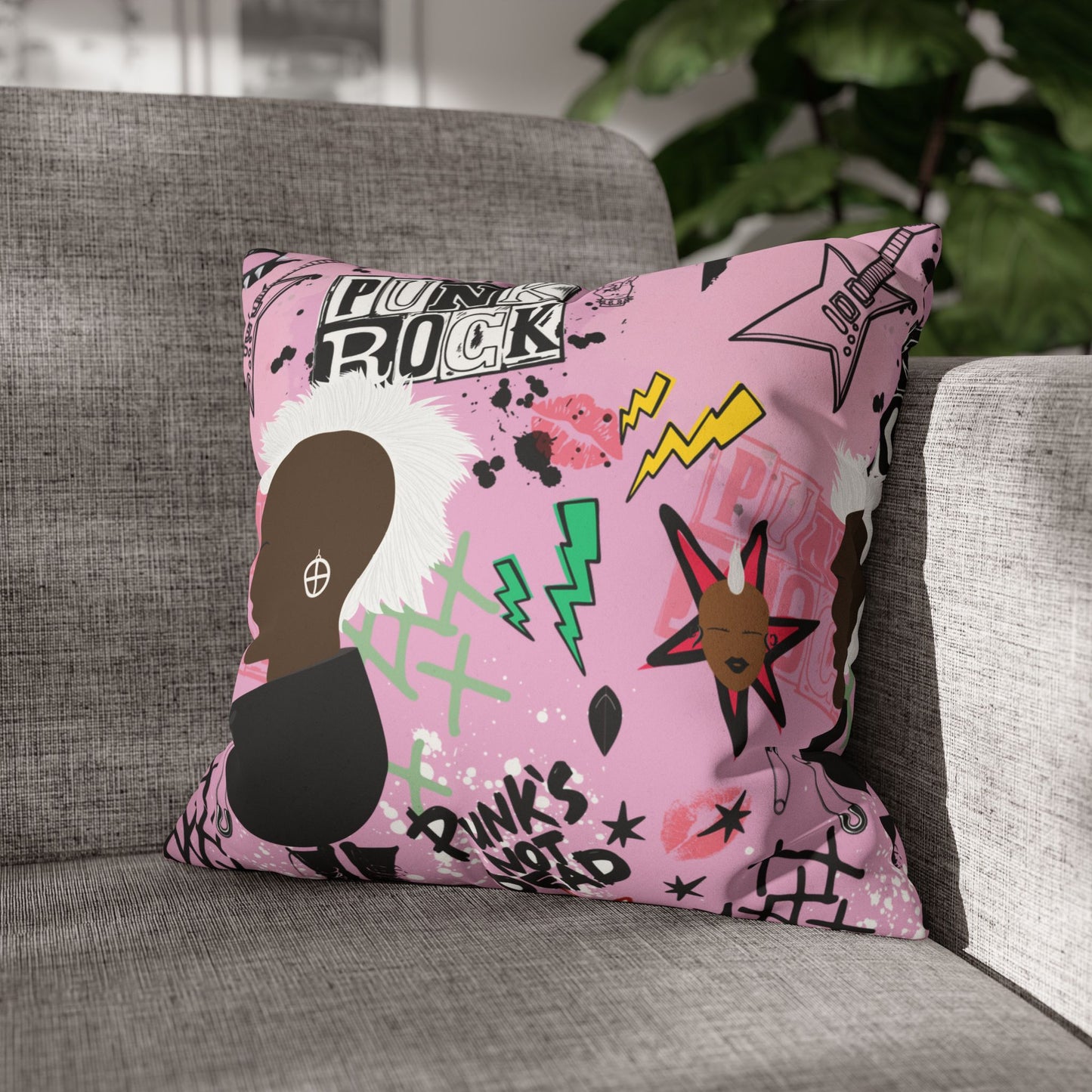 Punk Girl Pink Two-Sided Faux Suede Square Pillow Case