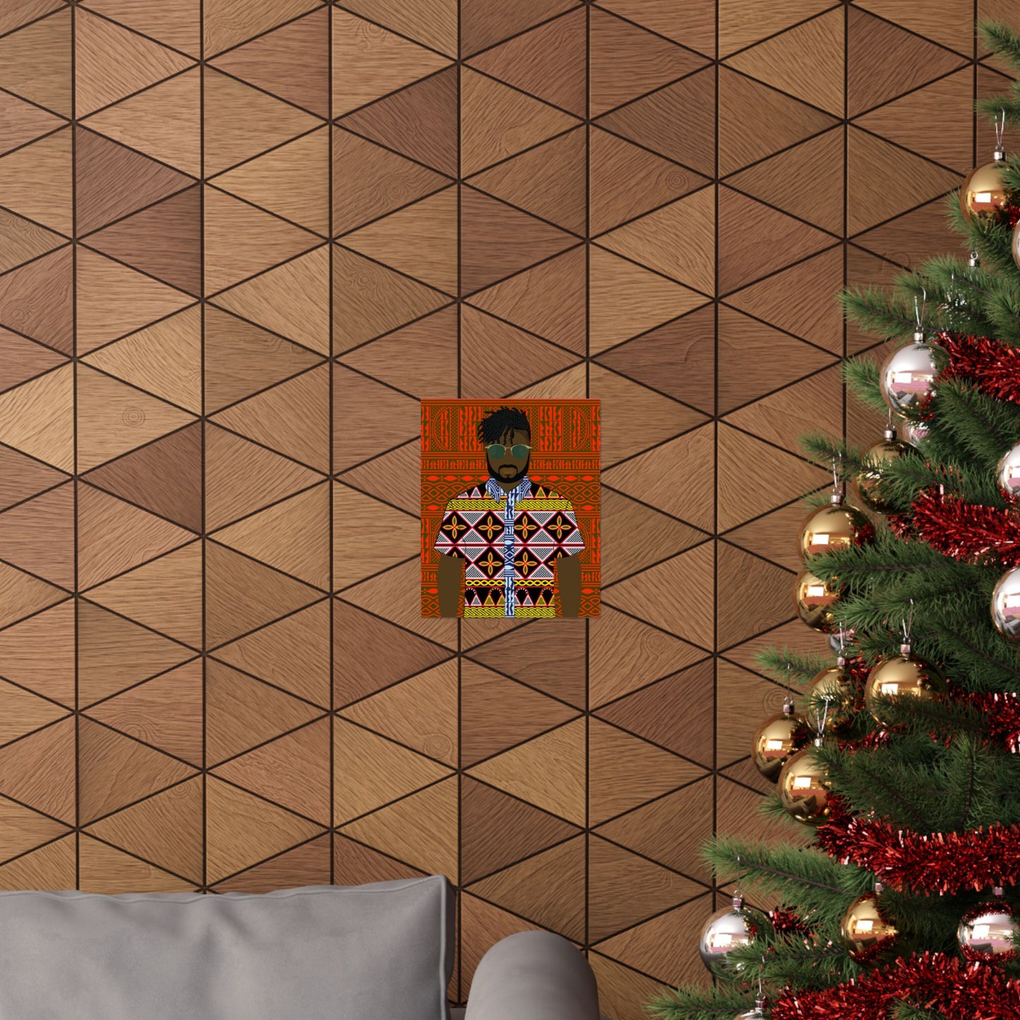 Pascale (Chocolate) in Yellow Toghu on Red Ndop Backdrop Premium Matte Vertical Posters