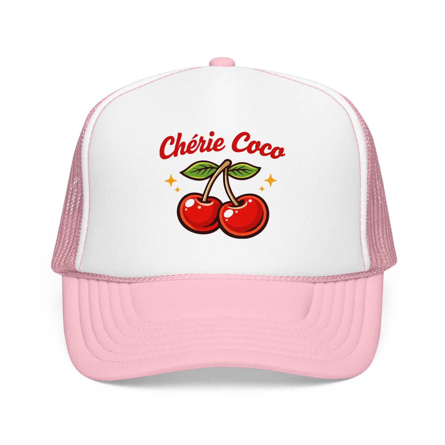 Chérie Coco Trucker hat , Cherry retro script design, Mother's Day Gift