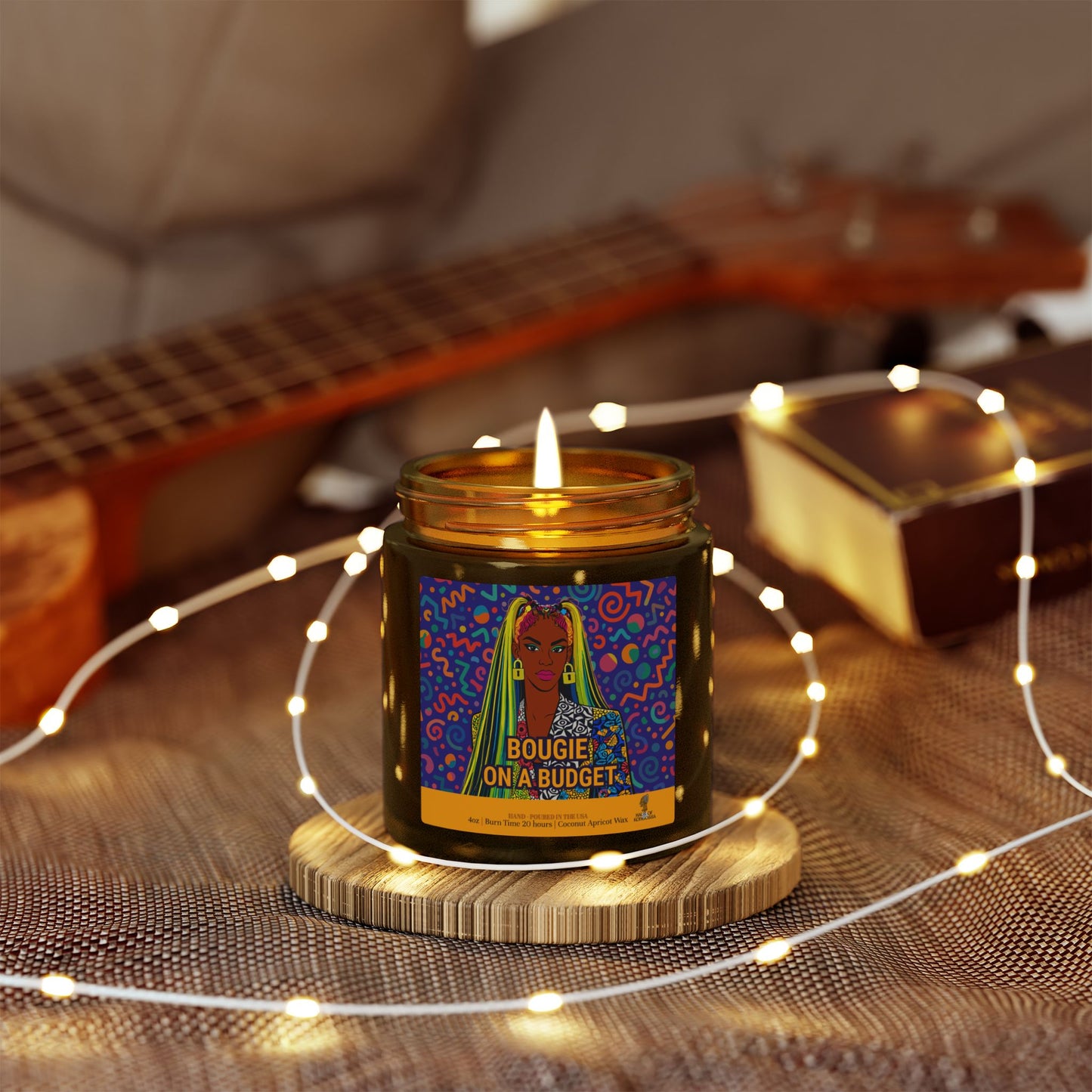 Bougie on a Budget Coconut Apricot Wax Scented Candles (Color), Afrocentric Candle, Home Fragrance Decor, Aromatherapy Gift, Relaxation Candle