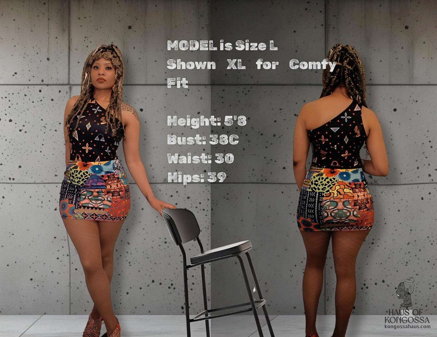 Mudcloth Toghu Print Mini Skirt: High Waist Party Outfit, Ready to Ship