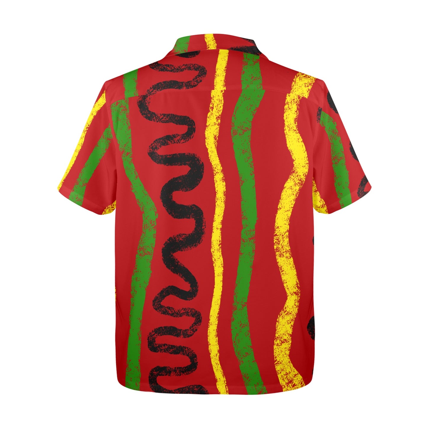 Red Rhythms Men's  Hawaiian shirt,  Afrocentric Abstract Swirl Four Way Stretch All Over Print Hawaiian Shirt