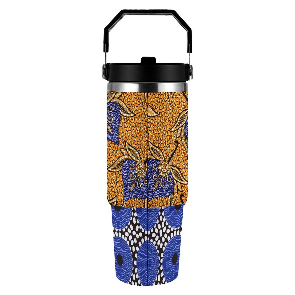 Ankara brown and blue circles 30oz Travel Tumbler Stainless Steel