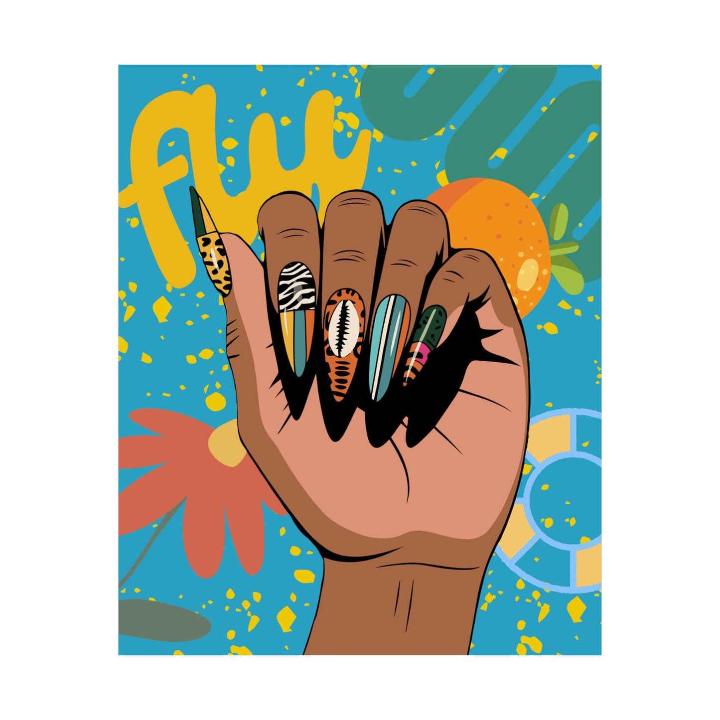Fly Nails Hand-some Satin Poster, Nail Design Wall Art, Modern Home Decor, Boho Aesthetic, Nail Tech Gift Idea, Bohemian Wall Hanging