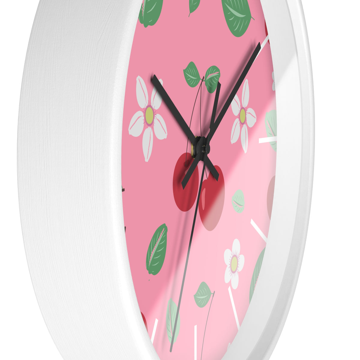 Decorative Wood Wall Clock, Cowries and Cherries 10" x 10"-Silent