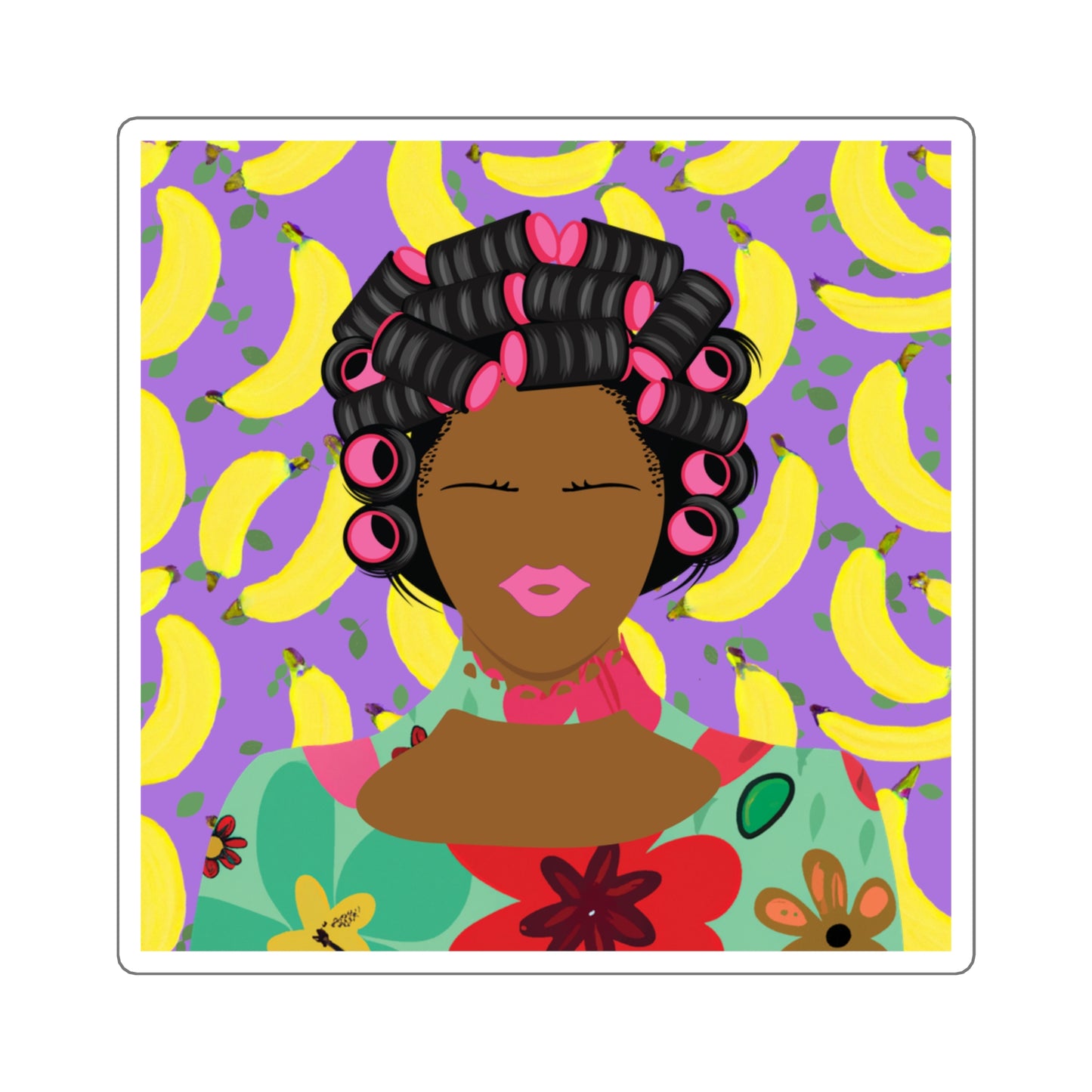 Chantal loves Bananas Square Stickers