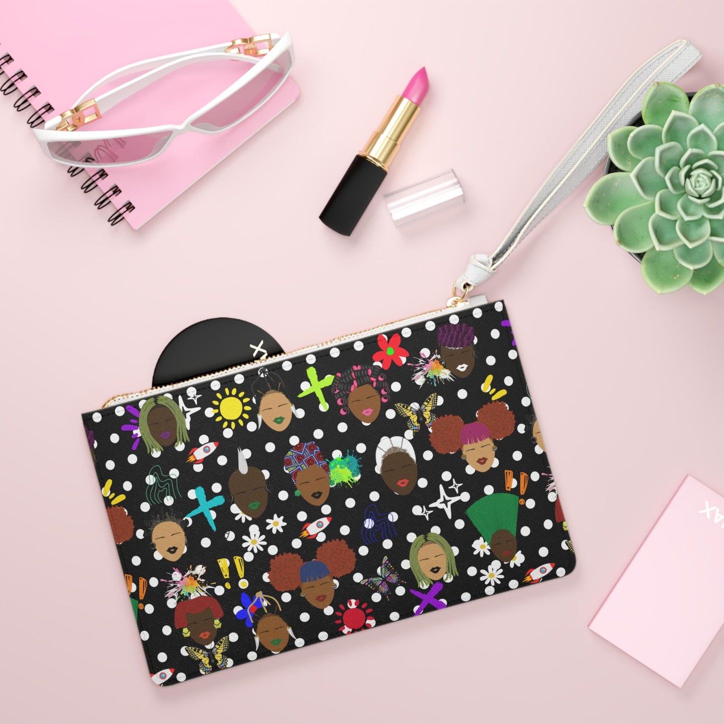 Polka Dotties Wristlet Clutch Bag, Elegant Evening Accessory, Stylish Birthday Gift