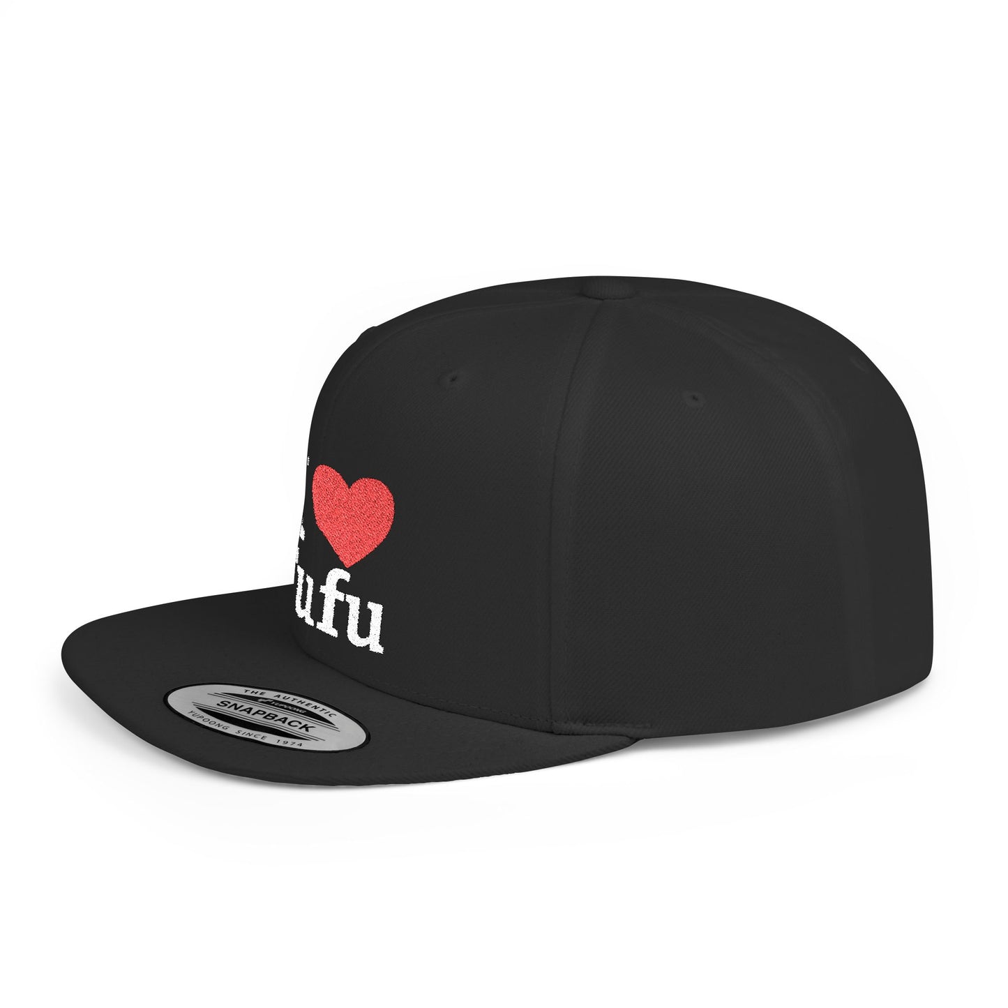 I luv FUFU Flat Bill Snapback Hat, Embroidered Adjustable One Size Cap