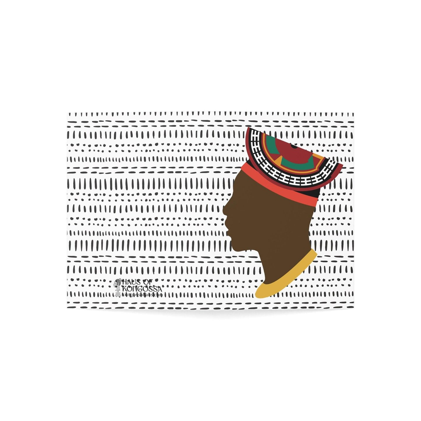 Man in Bamenda Hat White Mudcloth African Greeting Cards (1, 10pcs)