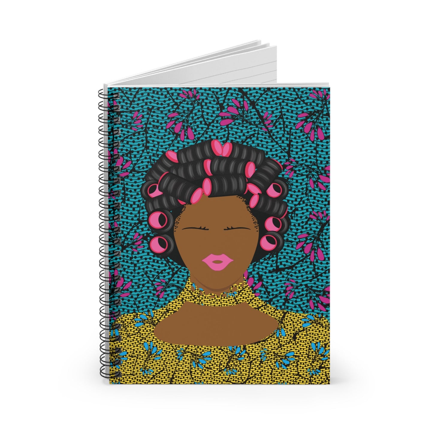 Curlers and Flowers Front Cover Spiral Notebook - Ruled Line