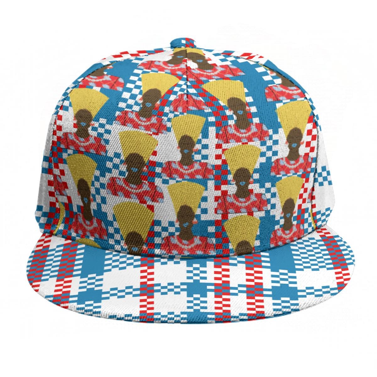 Plaid Mukuta Snapback Hat: African Print Baseball Cap