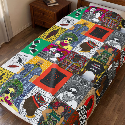 The Pipo Velveteen Blanket, Cozy Throw, Ethnic Design Bedding, Soft Afrocentric Bedspread, Warm Living Room Decor, Unique Cultural