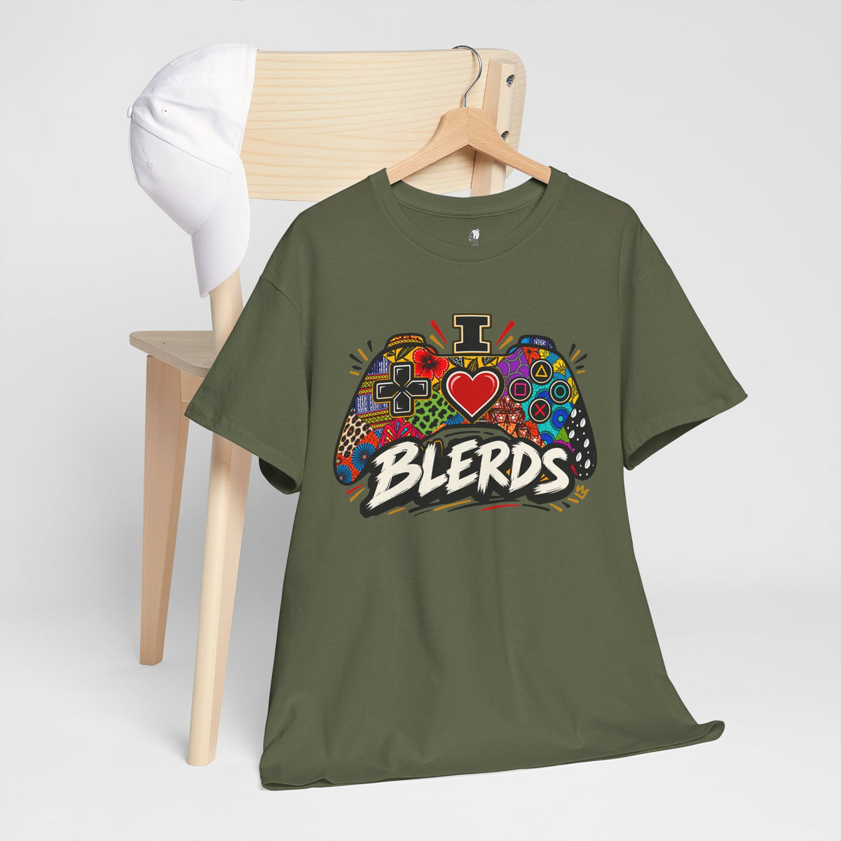 I Heart Blerds Tee Colorful Gamer Controller Graphic Unisex Heavy Cotton Tee