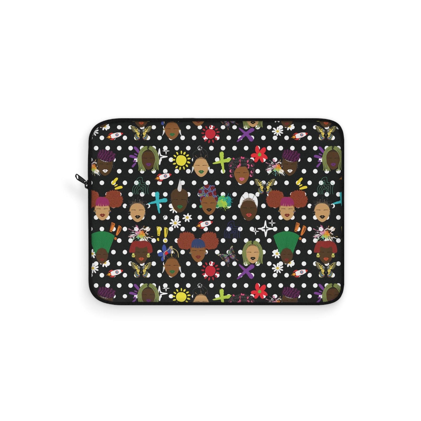 African Laptop Sleeve with Polka Dots  Stylish  Protective Case, Pro Macbook Air Sleeve
