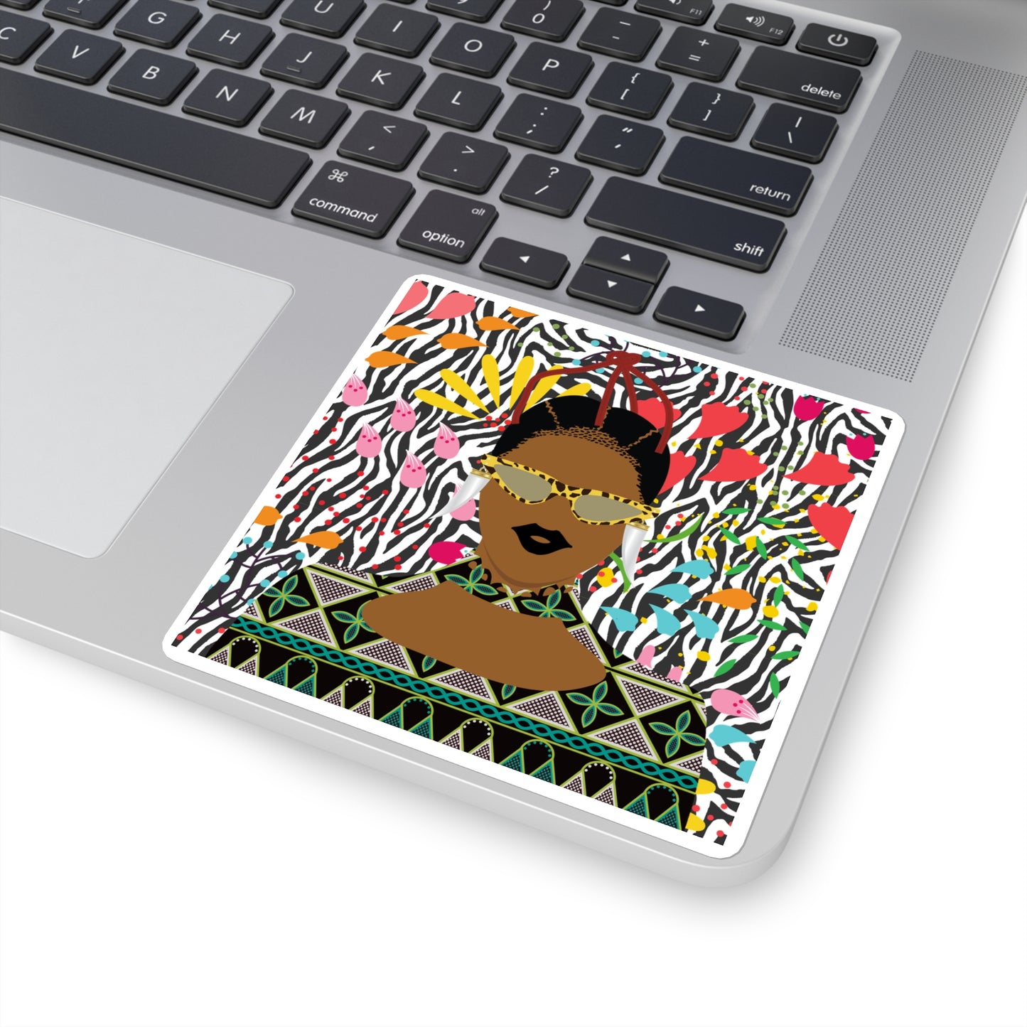 Manyi Square Stickers, on Zebra flora