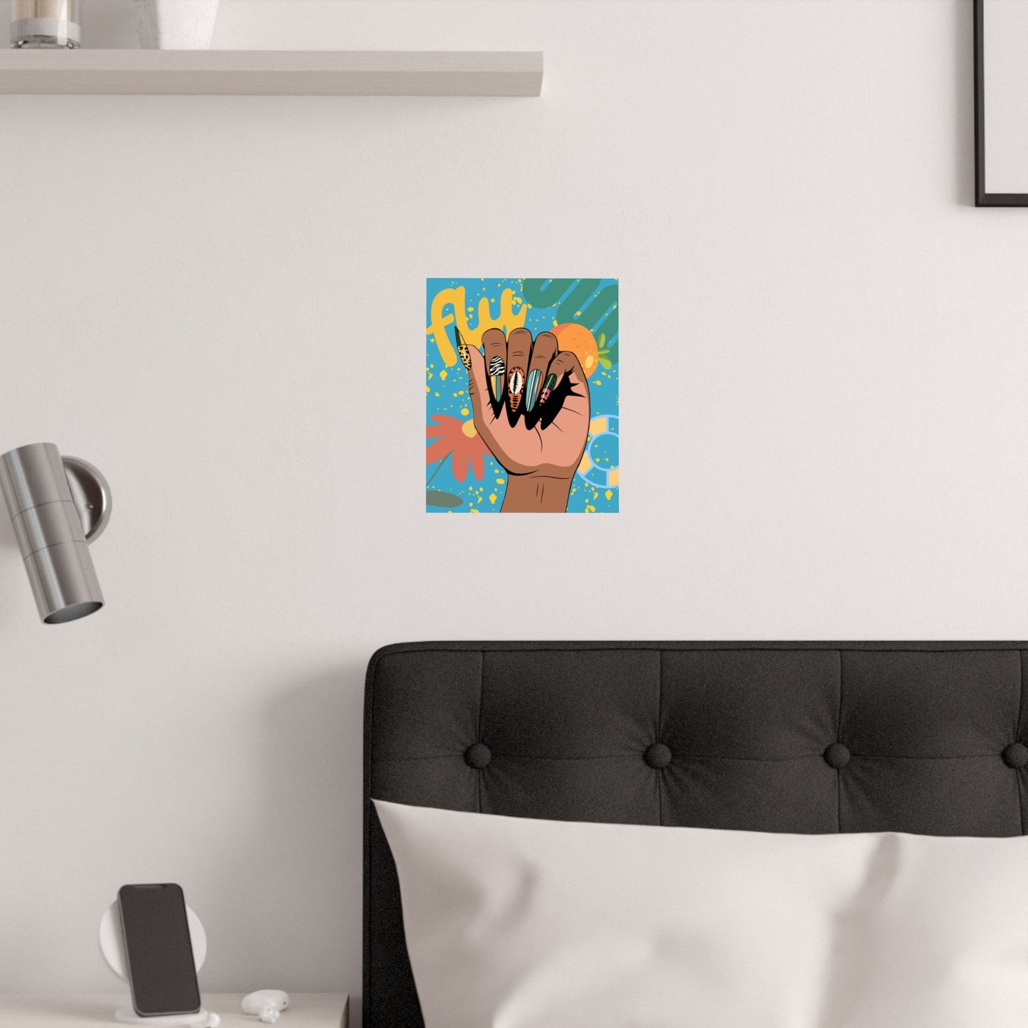 Fly Nails Hand-some Satin Poster, Nail Design Wall Art, Modern Home Decor, Boho Aesthetic, Nail Tech Gift Idea, Bohemian Wall Hanging