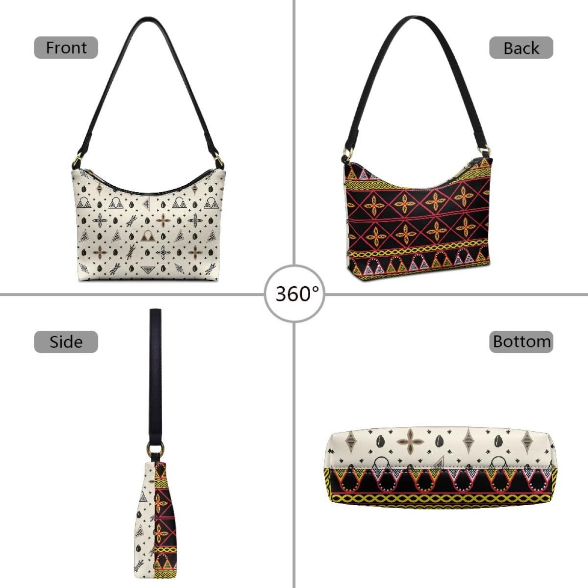 Toghu Print Hobo Bag: Two-Sided Shoulder Handbag