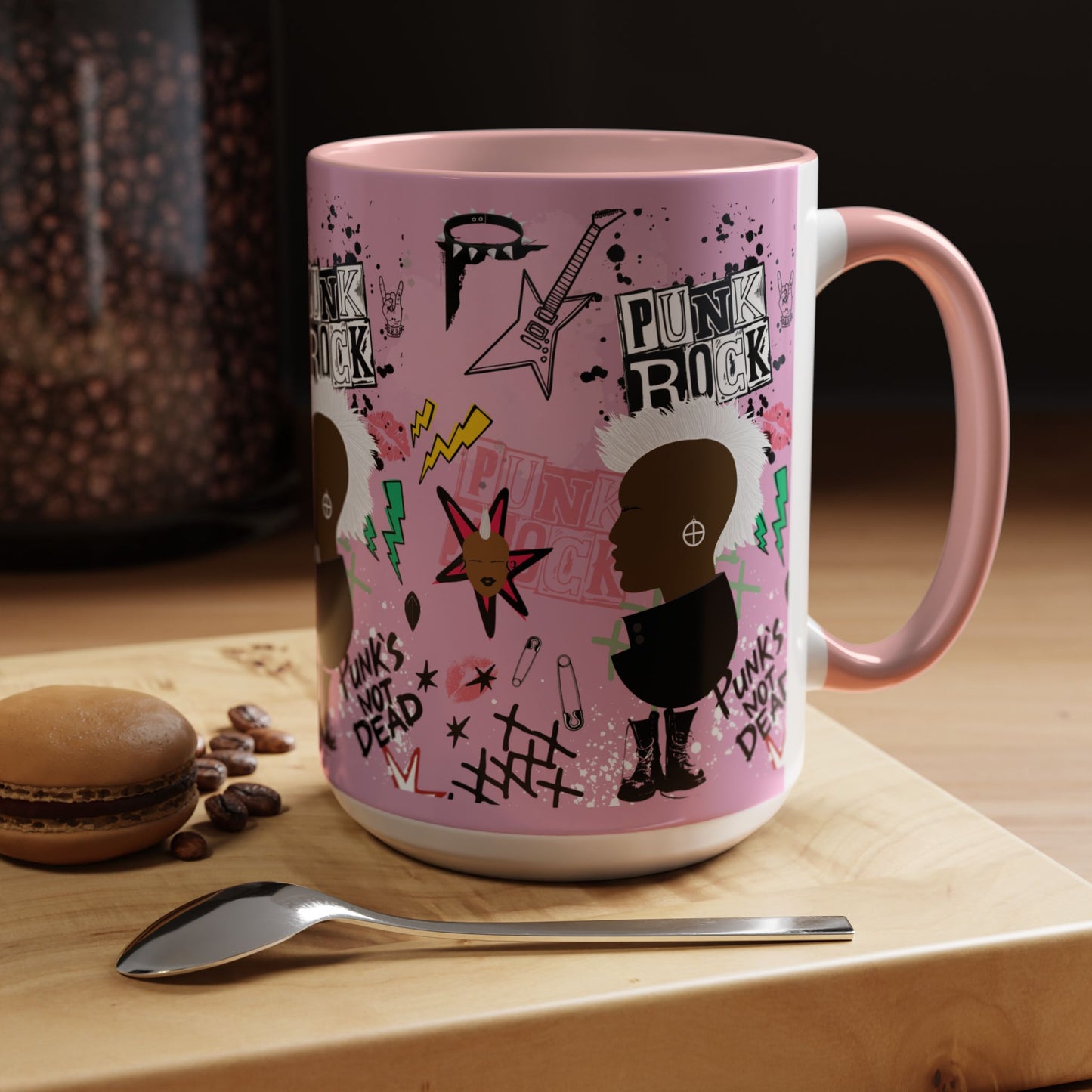 Punk Rock Pattern Accent Coffee Mug,  11oz, 15oz
