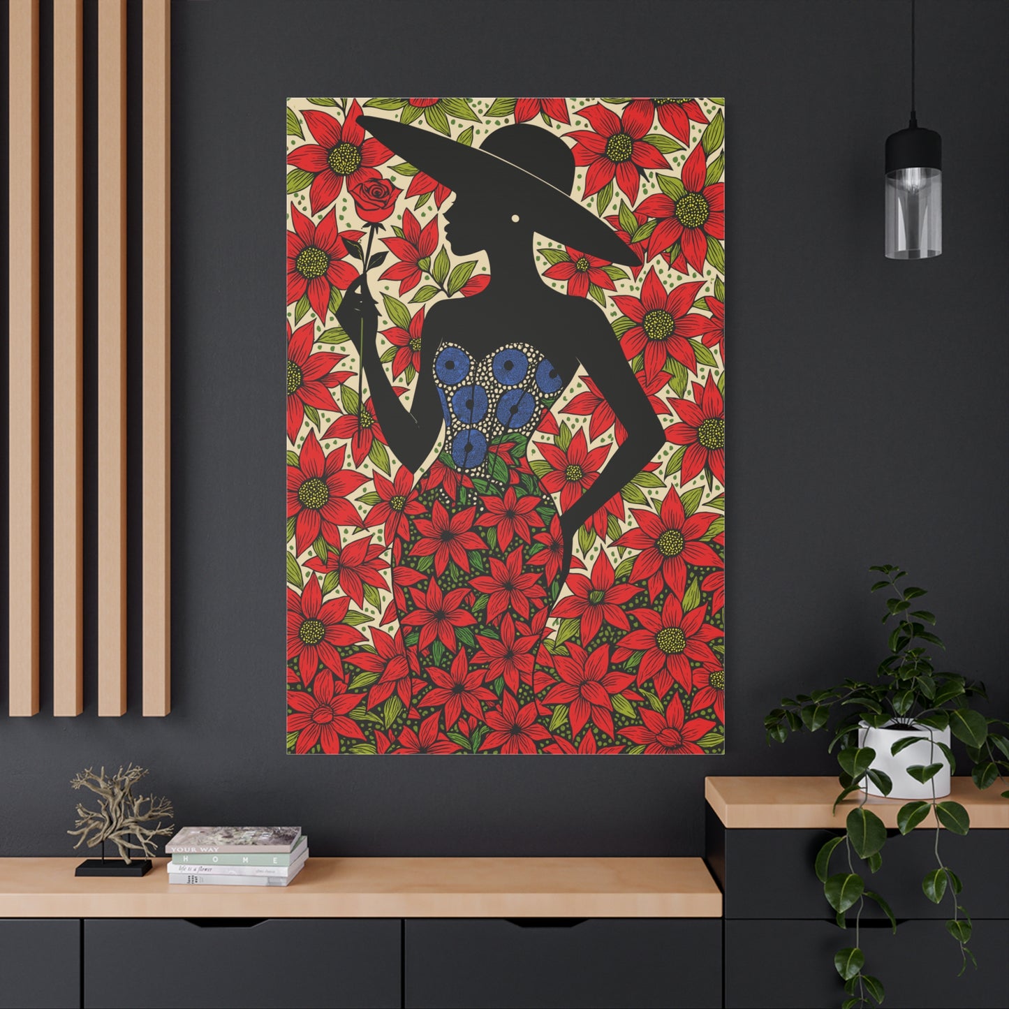 Poinsettia Lady Matte Canvas Wall Art,  Canvas Print, Floral Wall Decor, Mother's Day Gift, Stretched, 1.25"