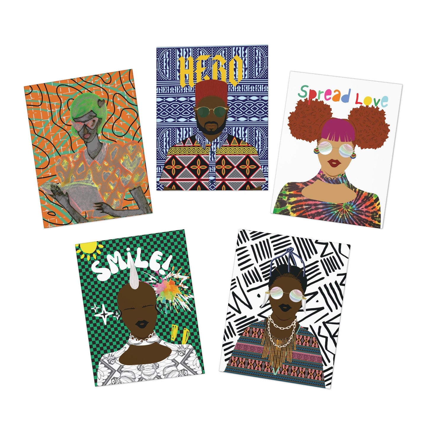 Nunu Multi-Design African Greeting Cards (5-Pack)