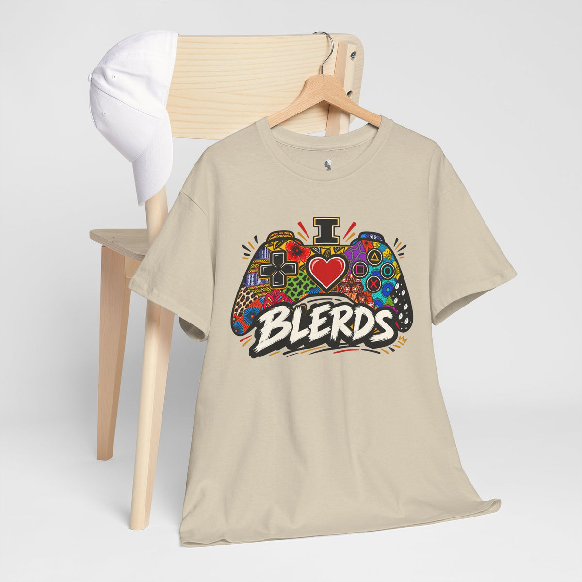 I Heart Blerds Tee Colorful Gamer Controller Graphic Unisex Heavy Cotton Tee