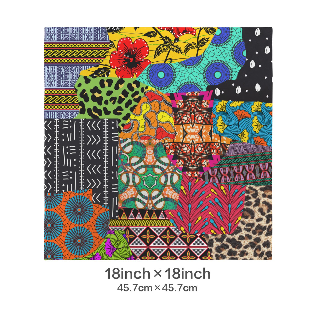 Ankara Patchwork Faux Velvet Throw Pillow Covers – Set of 2 (18" x 18" only)