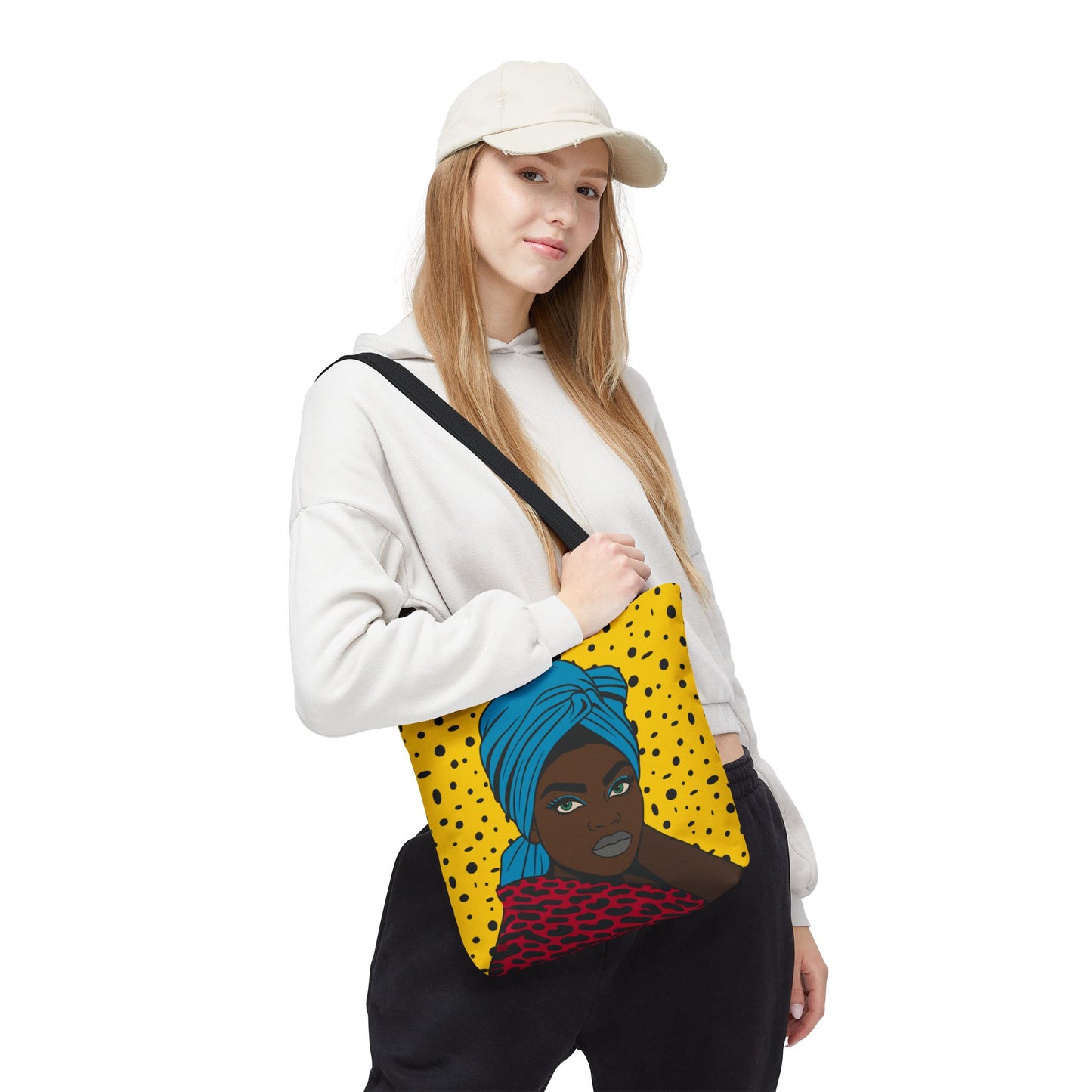 Turbanique Afro Glam Tote Bag, Black Woman, Cheetah Print, "VaVa Voom" Back