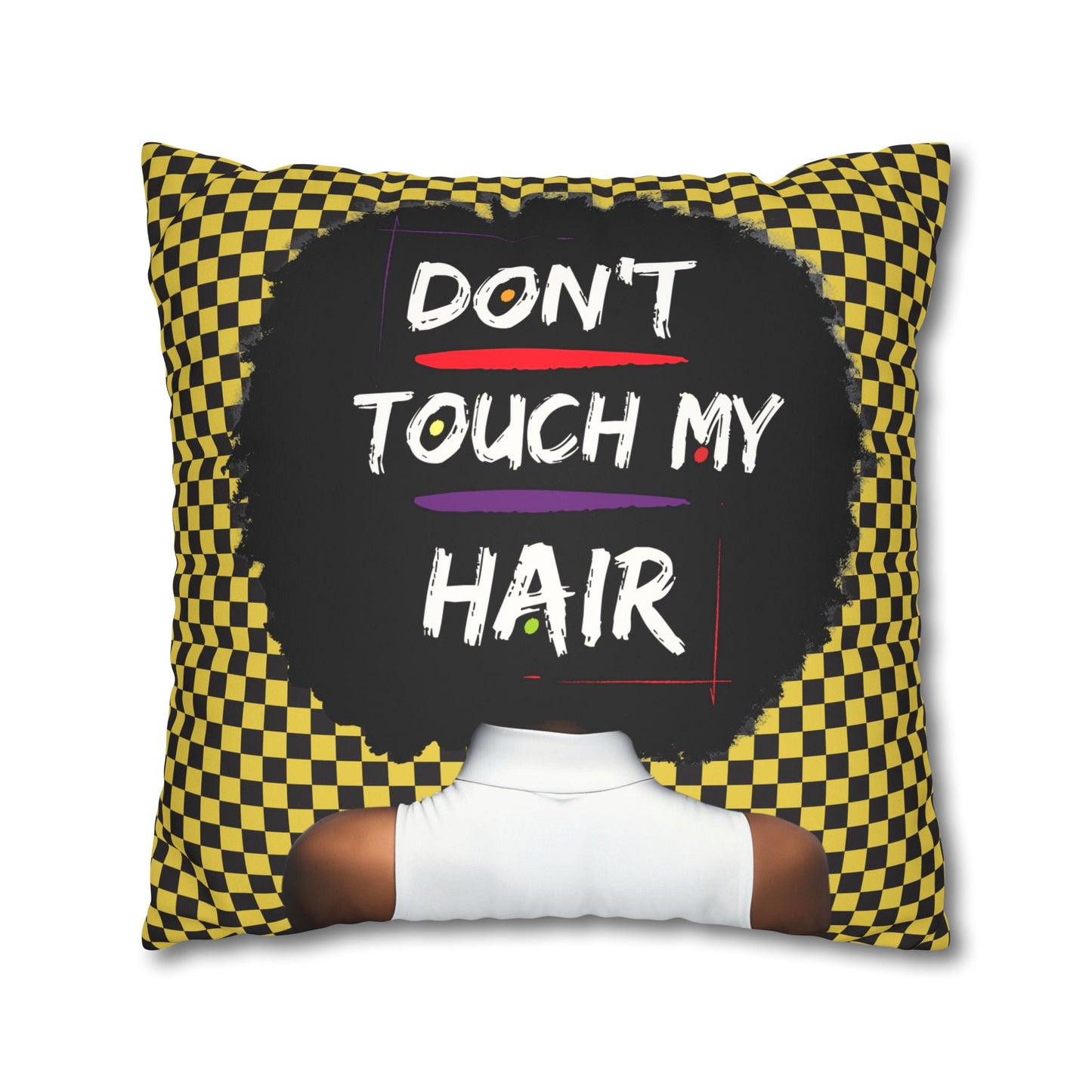 Callipygian Girl and Don't Touch my Hair Two-Sided Faux Suede Square Pillow Case