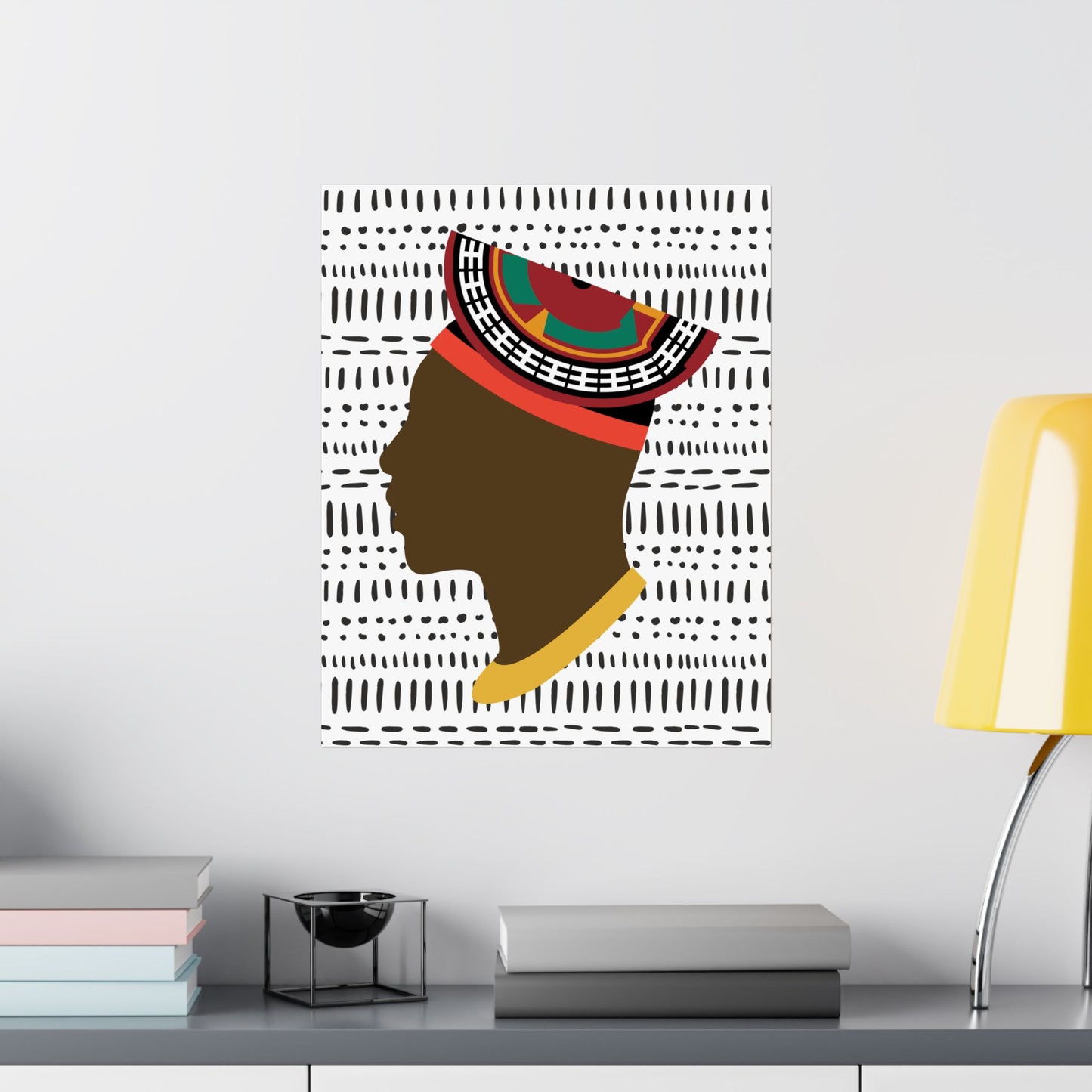 Man in Bamenda Hat White Mudcloth Premium Matte Vertical Posters
