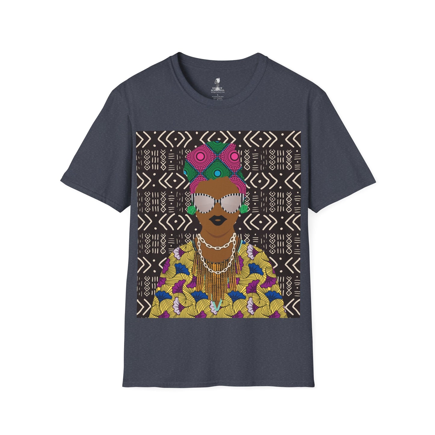 Sabi - Floral on Mudcloth Unisex Softstyle T-Shirt